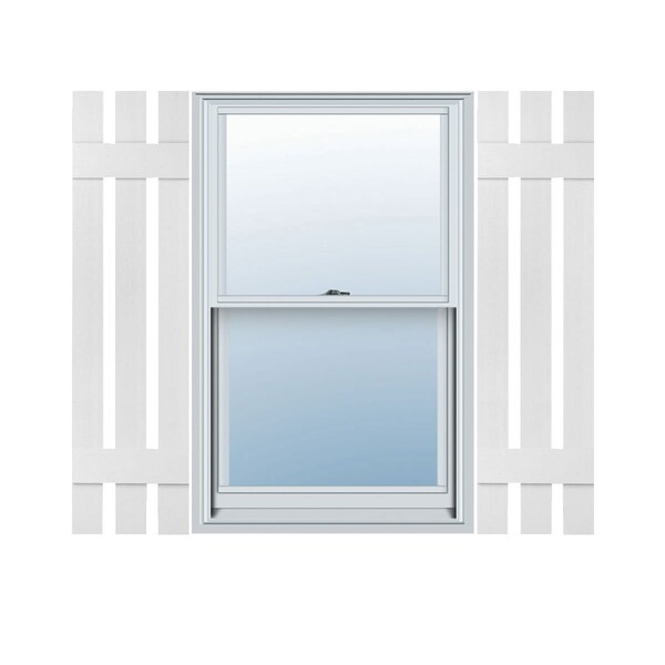Ekena Millwork 12-in. W x 35-in. H Mid-America Vinyl, Standard Size Three Board Spaced Shutters, 117, Bright White, PR 00031235117 - main